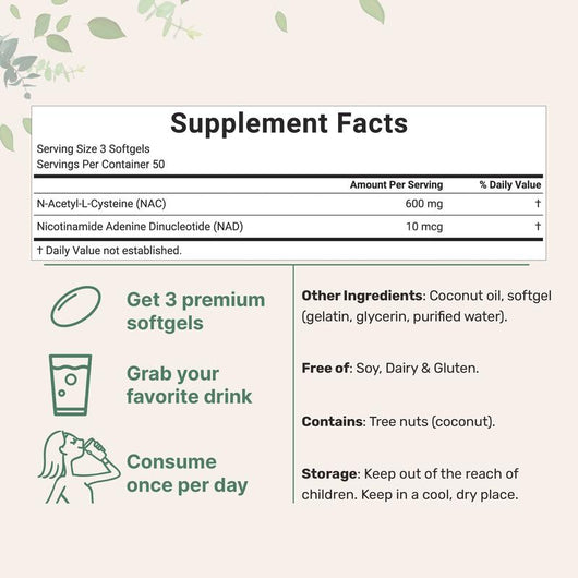 NAC 600mg with NAD+ Softgels